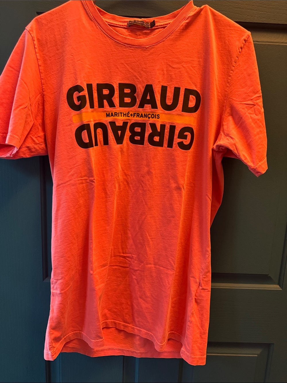 Marithe Francois Girbaud light Orange Logo Tee men’s rare medium.